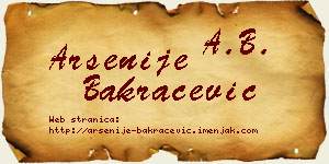 Arsenije Bakračević vizit kartica